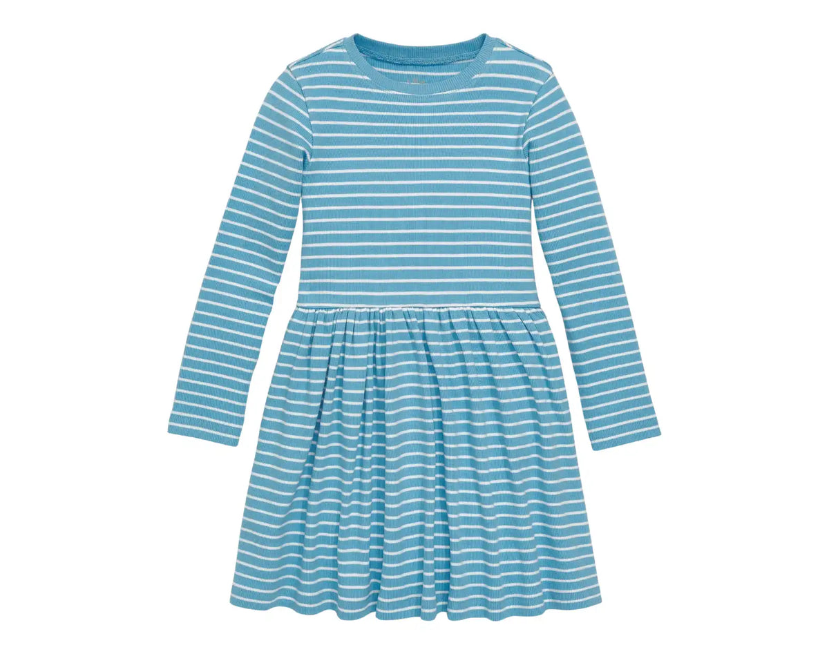 Long Sleeve Rib Pocket Dress - Stripes
