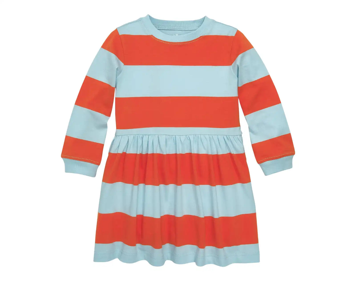 Long Sleeve Cotton Dress - Stripes