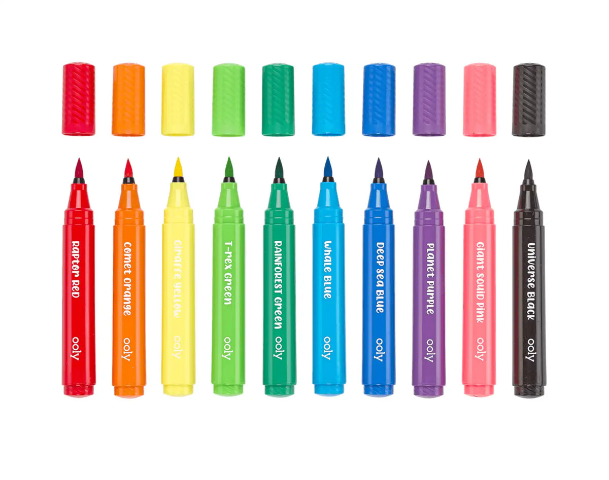 Big Bright Washable Brush Markers - Set of 10